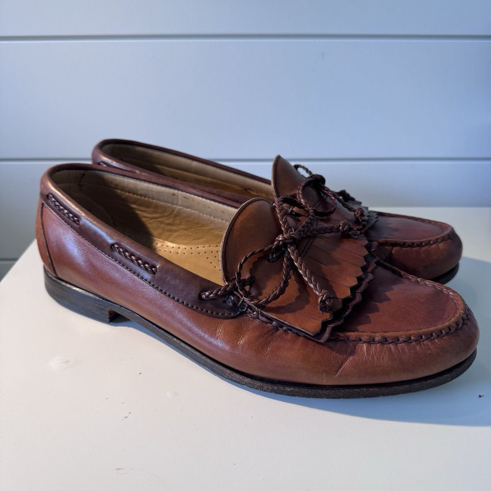 Allen Edmonds Woodstock Braided Kiltie Loafers Mens 13 13D Brown Leather Shoes